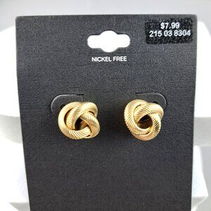 Gold Tone Knot Stud Earrings